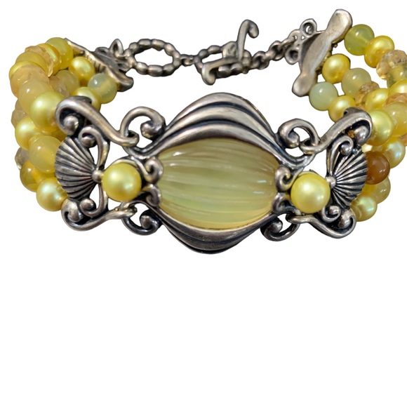 Carolyn Pollack 925 Sterling Silver Carved Stone bracelet - Picture 2 of 5